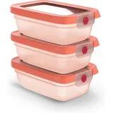 Emsa Frischhaltedose oneClick, Polyprophylen (PP), (Set, 3-tlg), verschlossen mit nur 1 x Klick, 100% dicht, made in Germany orange