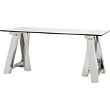 Casa Padrino Designer Schreibtisch Silber 180 x 80 x H. 78 cm - Luxus Büromöbel