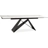 Ausziehbarer Esstisch VIDOR 2 – 160x90, weißer Marmor / Schwarz - Weiß