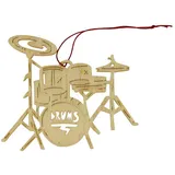mugesh Anhänger Schlagzeug Pappelholz - Schönes Geschenk für Musiker