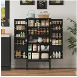 Odikalo Sideboard Küchenschrank Regal mit Stauraum Portal (Vielzweckschrank mit großer Lagerkapazität – perfekt für Küche Wohnzimmer Badezimmer & Esszimmer Transparentes Design übersichtliche Einteilung praktisch für alle Räume) schwarz