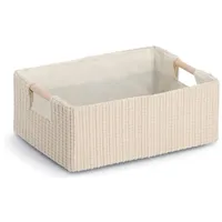 Zeller Present, Aufbewahrungskorb, Baumwolle/Polyester/Holz, Beige ca. (27 x 19