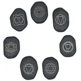 Saraswati Hot Massage Stone "Chakra" graviert Set7