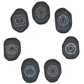 Saraswati Hot Massage Stone "Chakra" graviert Set7