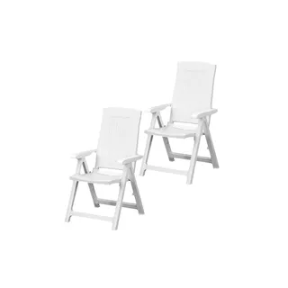 PROGARDEN Tampa Klappsessel 60 x 61 x 109 cm weiß 2 St.