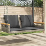 LAPOOH Hängebank mit Kissen Grau 109x62x40 cm Poly Rattan, Terrassenmöbel, Wetterfeste Bank, Outdoor Bank, Parkbank, Garten Banken, Deko Bank, Gartenmöbel - 368147