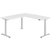 bümö Eckschreibtisch elektrisch höhenverstellbar Weiß / Silber