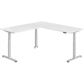 bümö Eckschreibtisch elektrisch höhenverstellbar Weiß / Silber