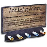 DARO Design – Geldgeschenk Groß 80 Jahre 28cm HDF Holz zum Geburtstag Jubiläum Geld Geschenk Geldgeschenke Schiefer Holz Optik
