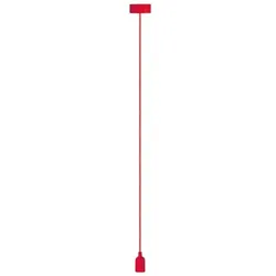 Vellight Pendelleuchte mit Textilkabel, Silikongummi, 100 cm, längenverstellbar, E27-Fassung, Rot