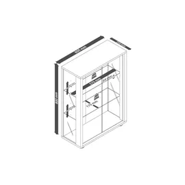 VCM Vitrine Sintalo 60 x 25 x 80 cm Schwarz