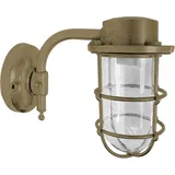 Licht-Erlebnisse Außenwandlampe Messing massiv Glas E27 IP44 H: 21 cm in Maritim Wandlampe außen - Gold