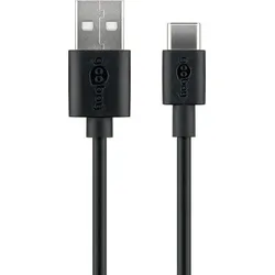 GOOBAY USB-C Lade- und Synchronisationskabel, 1 m, Schwarz - verbindet Geräte mit USB-C- und USB-A Anschlüssen miteinander