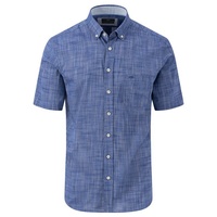 FYNCH-HATTON Kurzarmhemd, mit Markenlabel auf der Brusttasche, blau