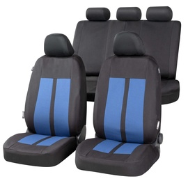 Walser Autositzbezug Elphin Komplettset, Universal Autoschonbezüge blau-schwarz, Sitzbezüge Polyester 13312, Komplett Set