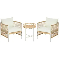 Outsunny 3er Set Rattan Gartenmöbel-Set 3-tlg. Gelb/Creme