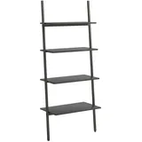 vidaXL Leiterregal mit 4 Böden Schwarz 64x34x150,5 cm