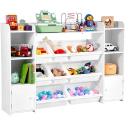 VEVOR 4-stöckiges Spielzeugregal Bücherregal mit 8 Kunststoffbehältern Schrank