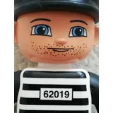 Lego Duplo Figur Häftling Gefängnis Mann Schwarz Weiß gestreift 47394 pb035  Neu