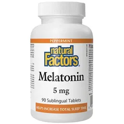 Natural Factors NATURAL FACTORS MELATONIN 5 MG (90 SUBLINGUAL TABLETS, PEPPERMINT) (90 Tabletten, Pfefferminze)