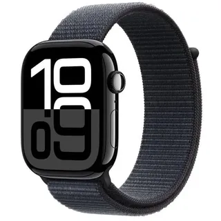 Apple Watch Series 10 GPS 46 mm Aluminiumgehäuse diamantschwarz Sport Loop tinte