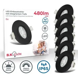 B.K.Licht Einbaustrahler 6er Set IP65 schwarz
