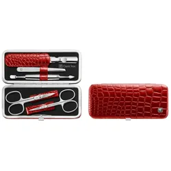 ZWILLING Maniküre Pediküre Set 5tlg. mit Nagelschere, Leder, rot Nägel kürzen   