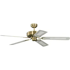 Pepeo Potkuri 132 cm Deckenventilator messing antik/weiß/weiß-rattan