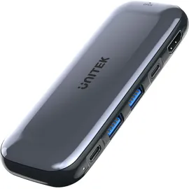 UNITEK Hub USB-C M.2 HDMI 2.0 PD 100W D1046A (USB-C, 6 Ports), Dockingstation + USB Hub, Grau