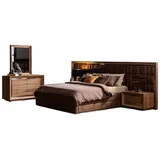 JVmoebel Schlafzimmer-Set Schlafzimmer Set Kleiderschrank Nachttische Bett Schrank 5tlg., (5-St., 1x Bett + 2x Nachttische + 1x Kommode + 1x Spiegel), Made in Europa braun