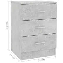 vidaXL Nachttisch Betongrau 38x35x56 cm Holzwerkstoff