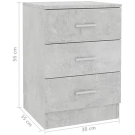 vidaXL Nachttisch Betongrau 38x35x56 cm Holzwerkstoff