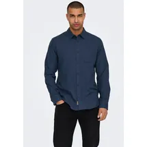 Only & Sons Langarmhemd »ONSROAD LIFE REG MELANGE LS SHIRT NOOS«, Gr. L, N-Gr, Navy blazer), , 74212949-L N-Gr