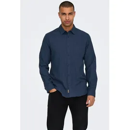Only & Sons Langarmhemd »ONSROAD LIFE REG MELANGE LS SHIRT NOOS«, Gr. L, N-Gr, Navy blazer), , 74212949-L N-Gr