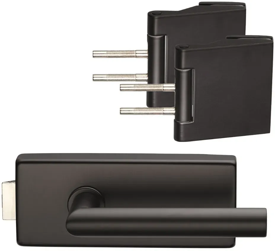 Glastürbeschlag Glastür-Set Office schwarz matt UG, BB, PZ, WC, Typ: ungelocht