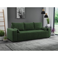 MIRJAN24 Schlafsofa Livorno, mit Schlaffunktion und Bettkasten, Kissen-Set, Rückenlehne in Form beweglicher Kissen, Freistehendes Sofa grün