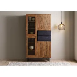 MASSIVMOEBEL24.DE Vitrine Sheesham 100x40x190 natur unbehandelt LICHTENBERG #106