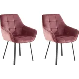 loft24 Esszimmerstuhl Pamela (Set, 2 St), Polsterstuhl mit Bezug in Samtoptik rosa