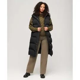 Superdry Damen. W5011803A Langleinen-Steppweste schwarz (L), Lässig, Recyceltes Polyester, Nachhaltig
