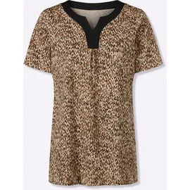 Classic Basics Longshirt CLASSIC BASICS "Longshirt", Damen, Gr. 38, cognac, schwarz, bedruckt, 100% Baumwolle, gemustert, mehrfarbig, Rundhals, Shirts Longshirt