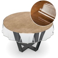 ANRO Tischdecke Tischdecke Klara Einfarbig Transparent Robust Wasserabweisend Breite, Glatt weiß Rund - Ø 140 cm x 0,5 mm