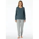 SCHIESSER Damen Schlafanzug Casual lang jeansblau