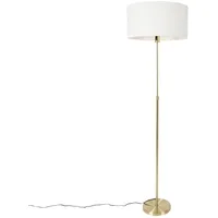 QAZQA Stehlampe verstellbar gold mit Schirm weiß 50 cm
