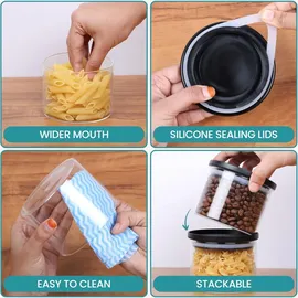 Belle Vous Set aus 10 Vorratsgläsern 160 ml aus Glas mit Luftdichtem Deckel - BPA-frei und Mottensicher - Küchen Organizer für Gewürze, Zucker, - Schwarz