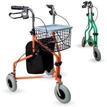 Mobiclinic Rollator mit 3 Rädern Faltbar Höhenverstellbar mit Korb Tasche und Handbremsen Leicht Gehhilfe für Senioren Orange