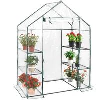 COSTWAY Gewächshaus Foliengewächshaus, Treibhaus mit 2 Pflanzenständern & aufrollbaren Tür, Tomatenhaus Tomaten, Pflanzenhaus mit PE Gitterfolie, 143x73x195cm, Weiß und transparent