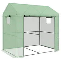 Outsunny Foliengewächshaus Kunststoff Grün PE 200 cm 5,6 m2