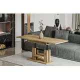 Endo-Moebel Couchtisch Endo Couchtisch Iso 110 / 170 höhenverstellbar erweiterbar Farbauswahl, 110-170 (2x30 intern); 58-75; 25mm; Doppellift; Akzentstreifen schwarz braun
