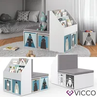 Vicco Kinderregal ONIX mit Sitzbank 6 Faltboxen Kindersitzbank Kinderzimmerregal