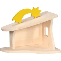 HOLZTIGER 80617 - Stall/Krippe, handgearbeit aus Ahornholz, inkl. Weihnachtsstern, wasserbasierte Farbe, fördert Fantasie & Kreativität, Made IN Europe, 40x25x29cm, OHNE Figuren